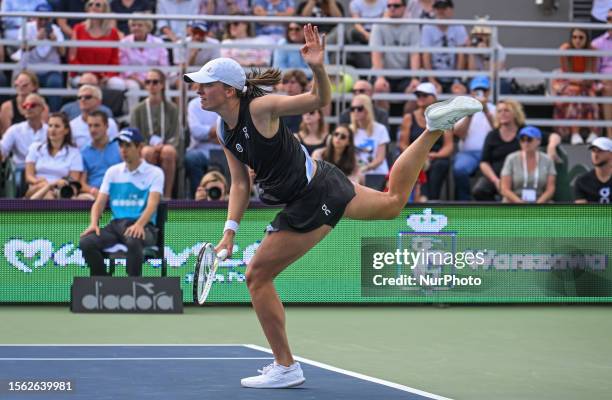 Poland's Iga Swiatek during her match against Linda Noskova of the Czech Republic during the Women's Singles Quarterfinal match on Day Seven of the...