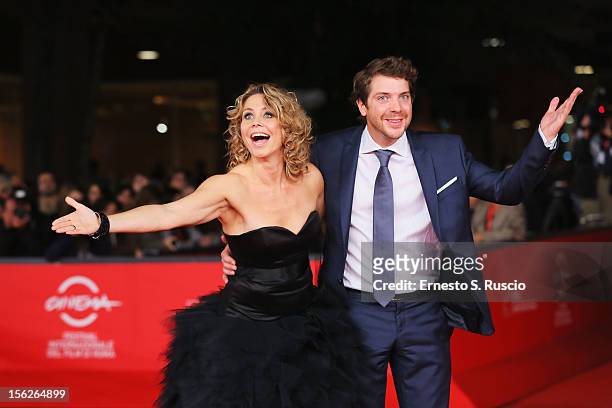 Actors Anne Louise Hassing and Ramsey Nasr attend the 'Goltzius And The Pelican Company' Premiere during the 7th Rome Film Festival at the Auditorium...