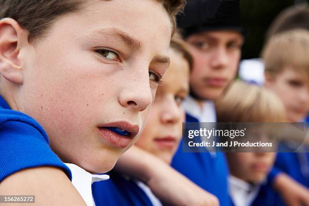 portrait of young rugby players - solo bambini maschi foto e immagini stock