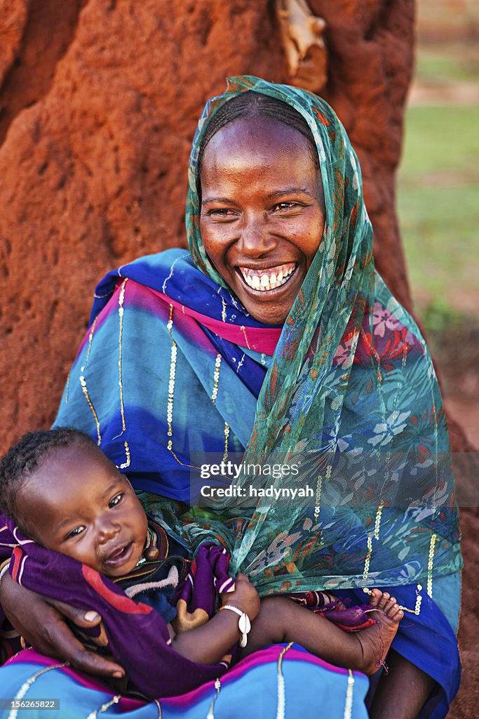 Woman from Borana tribe holding her baby, Ethiopia, Africa