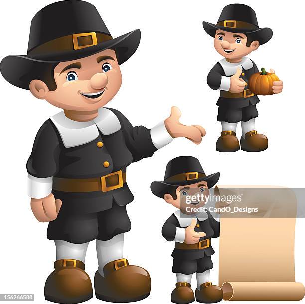 pilgrim: 3 in 1 - pilgrim costume stock illustrations