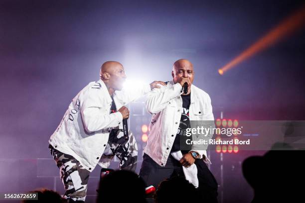 Fredro Starr and Sticky Fingaz of Onyx perform during the "Dj Cassidy's Pass the Mic Live" at Radio City Music Hall on July 21, 2023 in New York City.