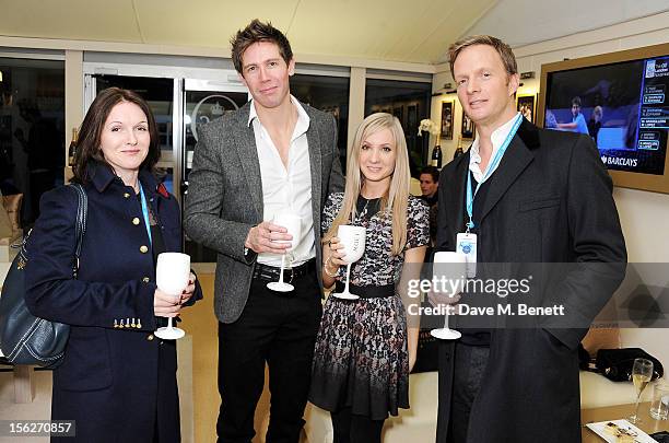 Dervla Kirwan, James Cannon, Joanne Froggatt and Rupert Penry-Jones attend the Moet & Chandon VIP Suite during day eight of the ATP World Finals at...