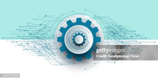 abstract technology background. modern engineering, futuristic, science communication concept. - informational poster design stock illustrations