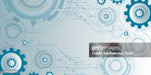 illustrazioni stock, clip art, cartoni animati e icone di tendenza di ingranaggi e meccanismi a ruota dentata. tecnologia digitale e ingegneria hi-tech. - motore