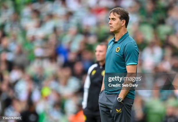 Dublin , Ireland - 29 July 2023; Wolverhampton Wanderers manager Julen Lopetegui during the pre-season friendly match between Celtic and...