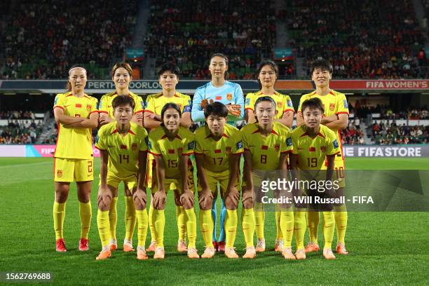 Players of China PR pose for a team photo prior to the FIFA Women's World Cup Australia & New Zealand 2023 Group D match between Denmark and China at...