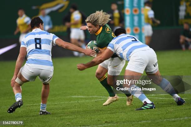 Faf de Klerk of the Springbok during The Rugby Championship match between South Africa and Argentina at Emirates Airline Park on July 29, 2023 in...