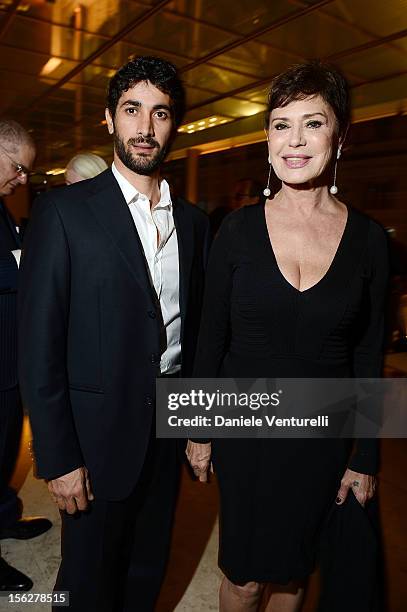 Angelo Costabile and Corinne Clery attend the 2012 Telethon Gala during the 7th Rome Film Festival at Open Colonna on November 12, 2012 in Rome,...