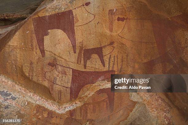 neolithic cave paintings. - rock art stock pictures, royalty-free photos & images