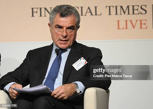 Ferrovie dello Stato CEO Mauro Moretti participates in the Financial Times of London Italy Summit on November 12, 2012 in Milan, Italy. The summit...