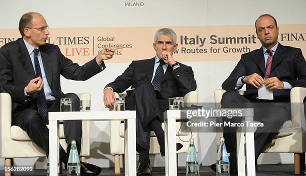 Italian Democratic Party Deputy Secretary Enrico Letta, UDC Party President Pier Ferdinando Casini and Italian PDL Party Secretary Angelino Alfano...