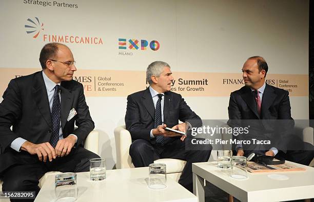 Italian Democratic Party Deputy Secretary Enrico Letta, UDC Party President Pier Ferdinando Casini and Italian PDL Party Secretary Angelino Alfano...