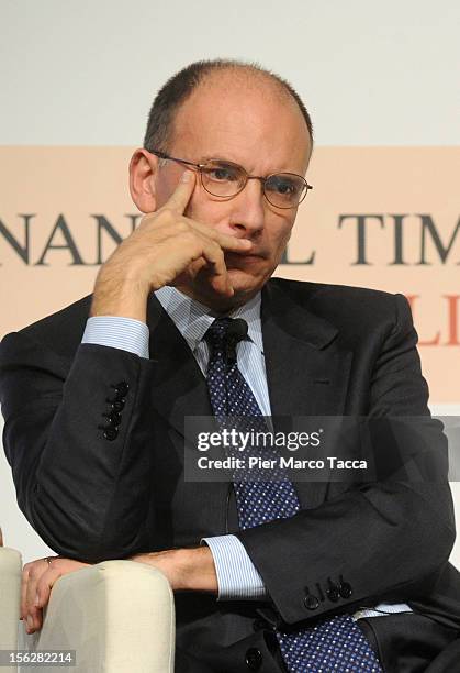 Italian Democratic Party Deputy Secretary Enrico Letta participates in the Financial Times of London Italy Summit on November 12, 2012 in Milan,...