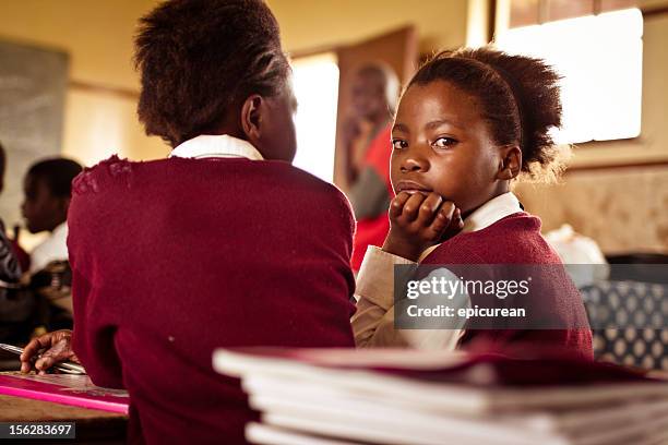 portrait of south african girls in a rural transkei classroom - south african culture stock pictures, royalty-free photos & images