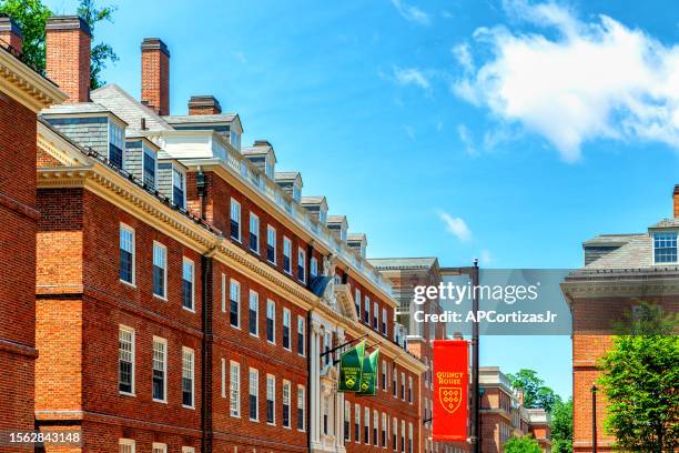 quincy house and leverett house - harvard university - cambridge massachusetts - massachusetts flag stock pictures, royalty-free photos & images