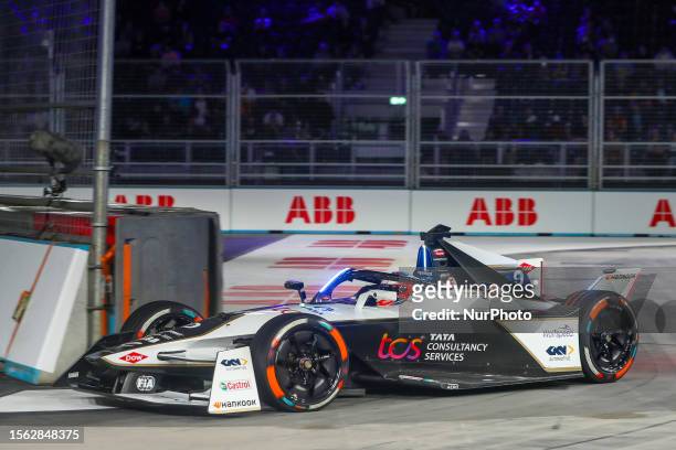 Mitch Evans of NEW ZEALAND driving for the JAGUAR TCS RACING team during practice for the Hankook London E-Prix, Round 15 of the ABB FIA Formula E...