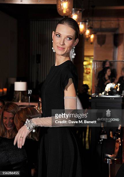 Model attends the de Grisogono private dinner at 17 Berkeley St on November 12, 2012 in London, England.