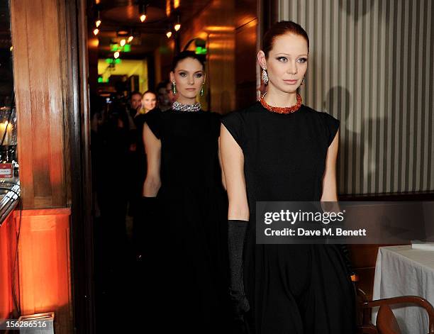 Models attend the de Grisogono private dinner at 17 Berkeley St on November 12, 2012 in London, England.