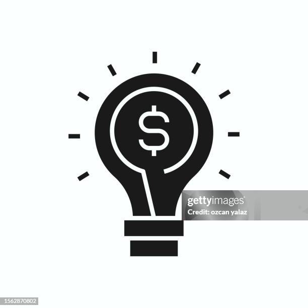 electric lamp with dollar currency icon. - energy bill icon stock illustrations