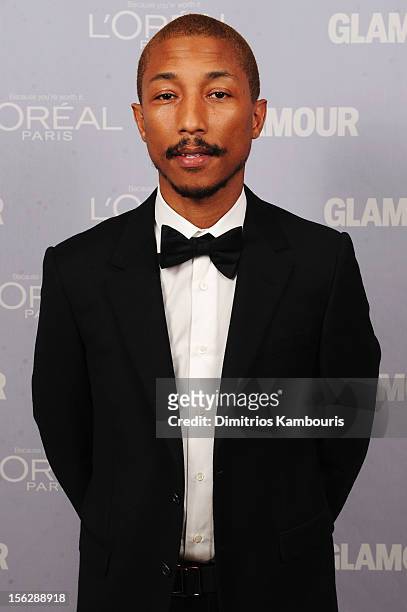 Pharrell Williams poses backstage at the 22nd annual Glamour Women of the Year Awards at Carnegie Hall on November 12, 2012 in New York City.