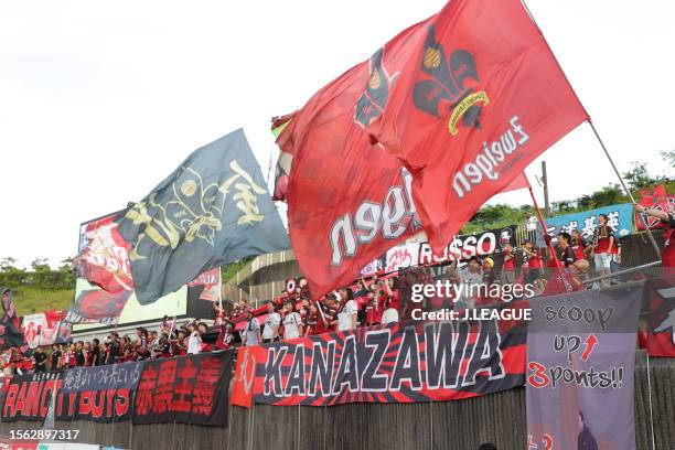 Zweigen Kanazawa supporters during the J.LEAGUE Meiji Yasuda J2 27th Sec. Match between Fujieda MYFC and Zweigen Kanazawa at Fujieda Soccer Stadium...