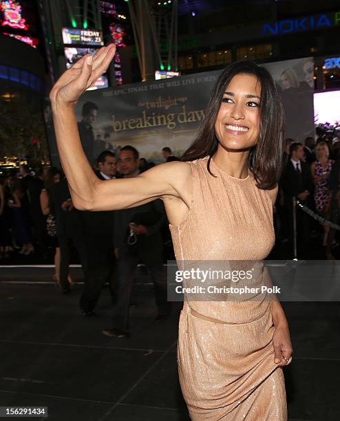 Actress Julia Jones arrives at the premiere of Summit Entertainment's "The Twilight Saga: Breaking Dawn - Part 2" at Nokia Theatre L.A. Live on...