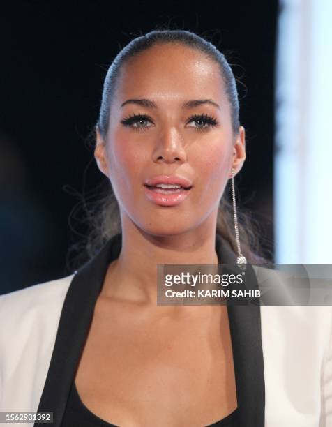 British singer Leona Lewis arrives to attend the closing night after party at the Doha Tribeca Film Festival in the Qatari capital on October 29,...
