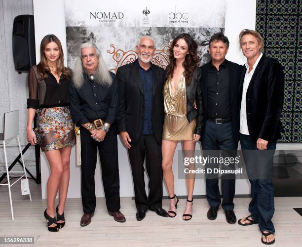 Miranda Kerr, Graywolf, Philippe Dodard, Nicole Trunfio, Dr. Richard Walley, and Russell James attend the Raw Spirit - Fire Tree fragrance oil and...