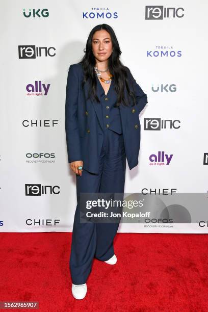 Christen Press attends RE-INC Women's World Cup Watch Party at Chief Clubhouse on July 21, 2023 in Los Angeles, California.