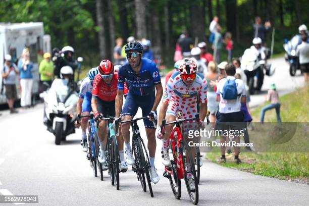 Warren Barguil of France and Team Arkéa-Samsic, Thibaut Pinot of France and Team Groupama-FDJ and Giulio Ciccone of Italy and Team Lidl-Trek - Polka...