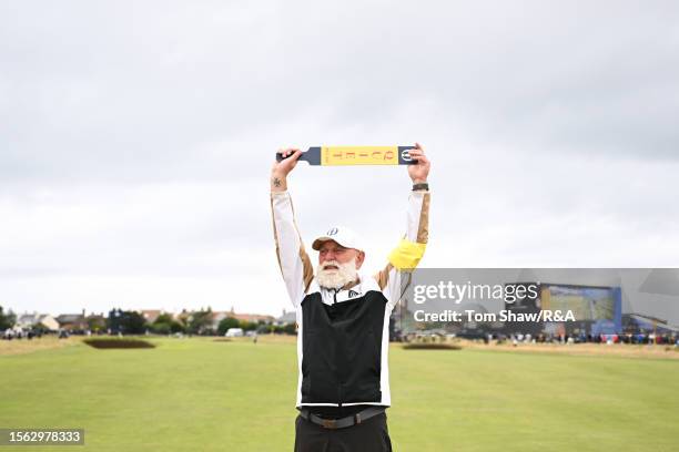 Marshal holds up a quiet sign during Day Three of The 151st Open at Royal Liverpool Golf Club on July 22, 2023 in Hoylake, England.