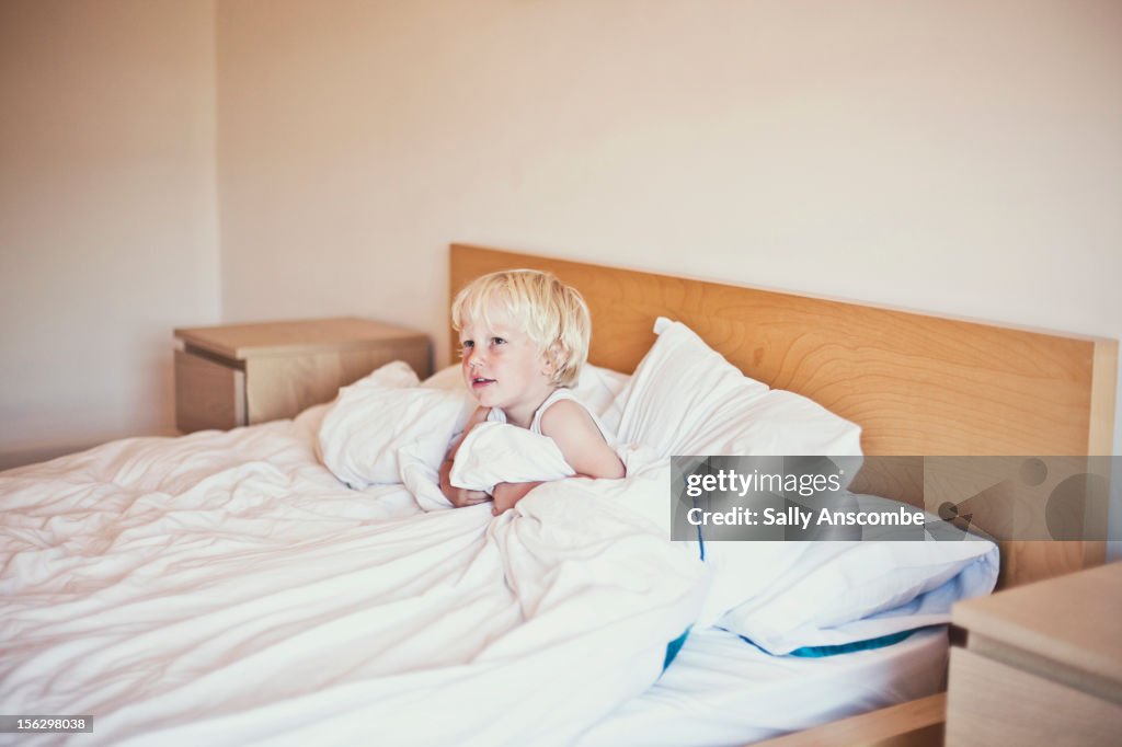 Little boy in bed
