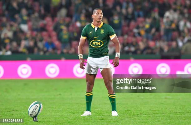 Mannie Libbok of South Africa during The Rugby Championship match between South Africa and Argentina at Emirates Airline Park on July 29, 2023 in...