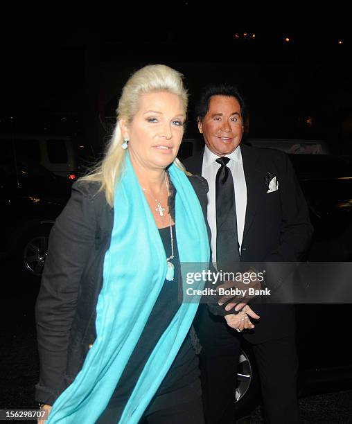 Wayne Newton and Kathleen McCrone Newton filming on location for "Celebrity Apprentice All Stars" on November 12, 2012 in New York City.