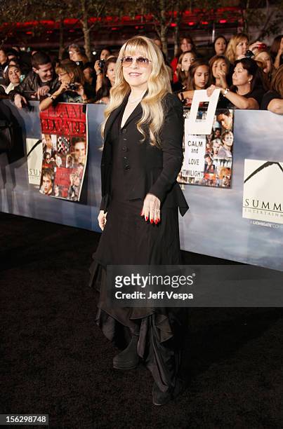 Singer Stevie Nicks arrives at "The Twilight Saga: Breaking Dawn - Part 2" Los Angeles premiere at Nokia Theatre L.A. Live on November 12, 2012 in...