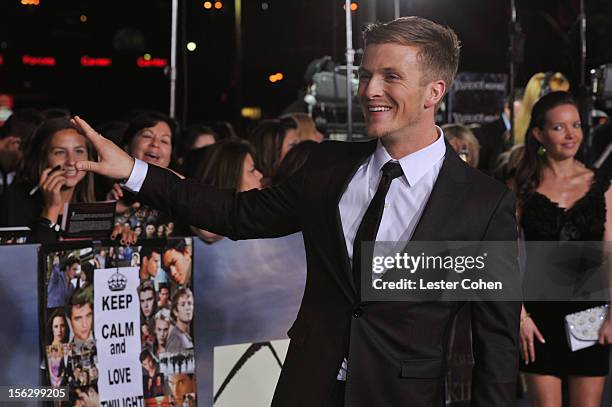 Actor Charlie Bewley arrives at "The Twilight Saga: Breaking Dawn - Part 2" Los Angeles premiere at the Nokia Theatre L.A. Live on November 12, 2012...