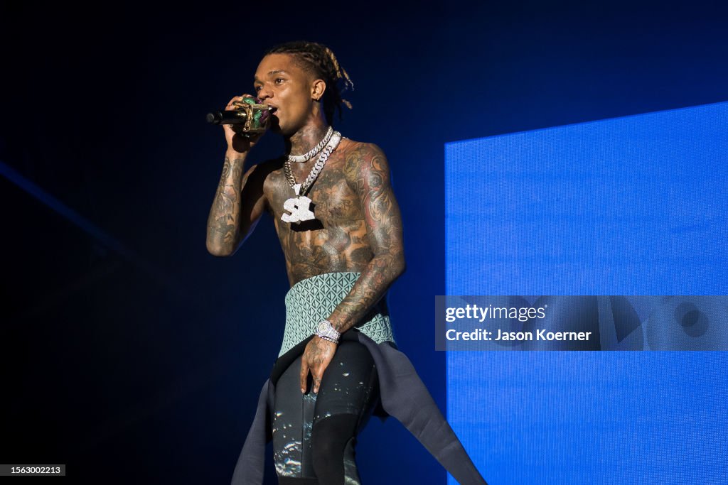 American rapper Swae Lee of Rae Sremmurd performs onstage during day ...