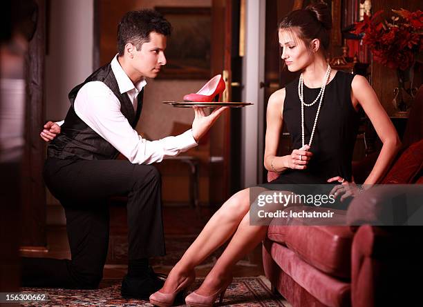 gift for the girl - mens black dress shoes stock pictures, royalty-free photos & images