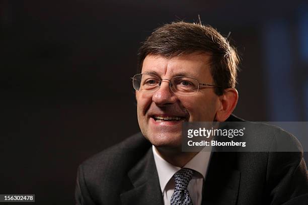 Vittorio Colao, chief executive officer of Vodafone Group Plc, reacts during a Bloomberg Television in London, U.K., on Tuesday, Nov. 13, 2012....