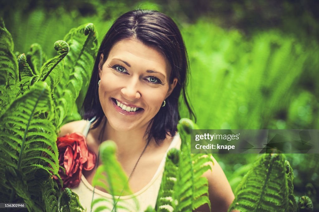 Beautiful brunette enjoying nature