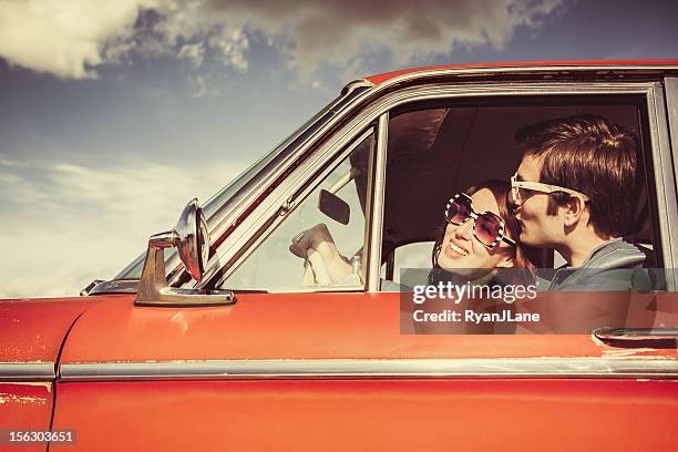 car ride couple retro - vintage car bildbanksfoton och bilder