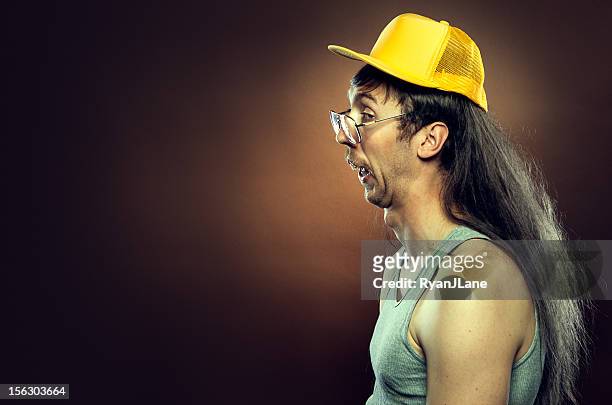 goofy redneck with mullet - mullet haircut stock pictures, royalty-free photos & images