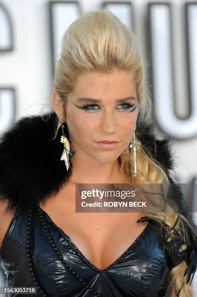 American pop singer and rapper Kesha arrives at the 2010 MTV Video Music Awards at the Nokia Theater in Los Angeles on Sepetember 12, 2010. AFP PHOTO...