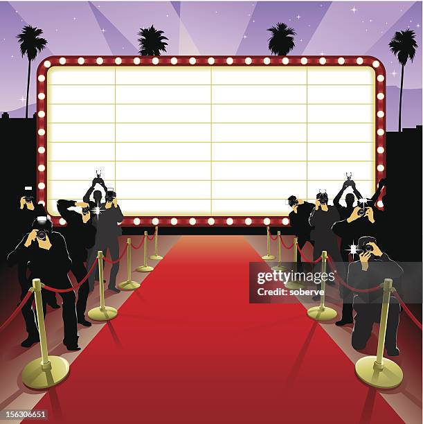 stockillustraties, clipart, cartoons en iconen met red carpet - roem