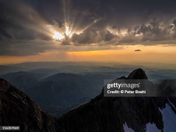 sunset on säntis - appenzell innerrhoden stock pictures, royalty-free photos & images