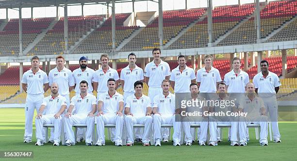 England players pose for a team photo at Sardar Patel Stadium on November 13, 2012 in Ahmedabad, India.