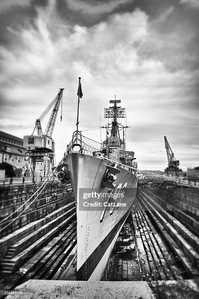 Dry Docked Navy Warship USS Cassin Young