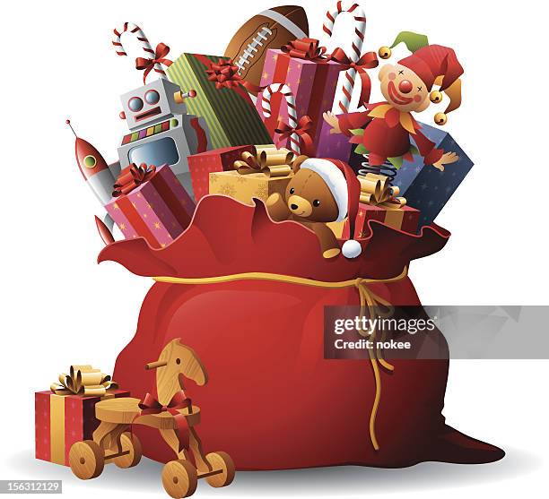 santa's sack - santa claus stock illustrations