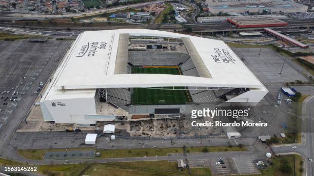 Aerial view of the stadium before the match between Corinthians and Vasco as part of Brasileirao Series A 2023 at Neo Quimica Arena on July 29, 2023...